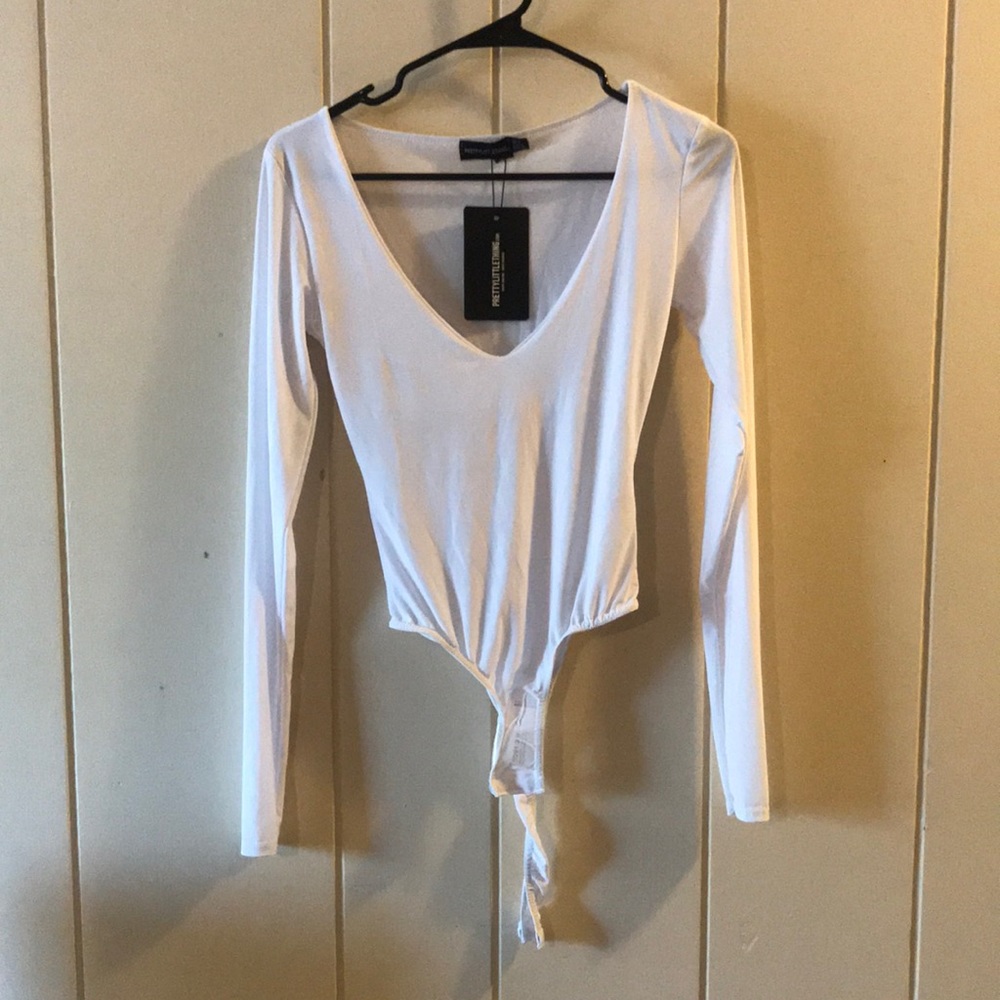 Pretty little thing white long sleeve body suit